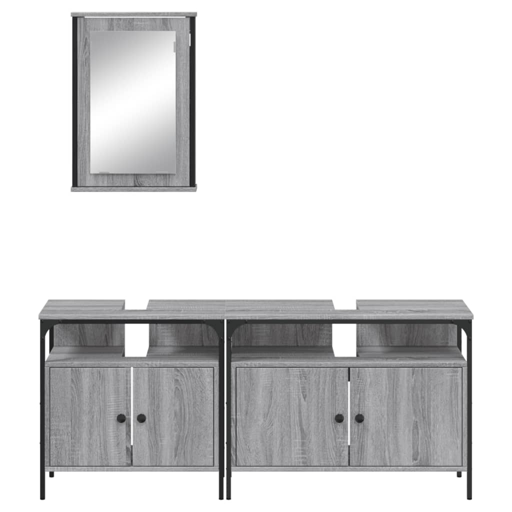 3 Piece Bathroom Furniture Set Grey Sonoma Engineered Wood