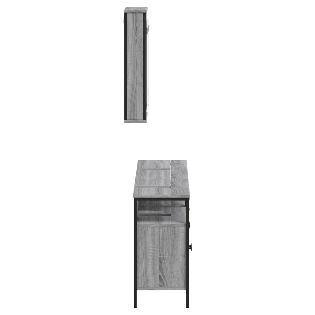 3 Piece Bathroom Furniture Set Grey Sonoma Engineered Wood