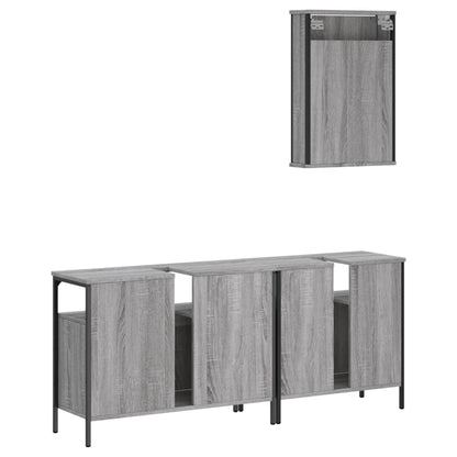 3 Piece Bathroom Furniture Set Grey Sonoma Engineered Wood