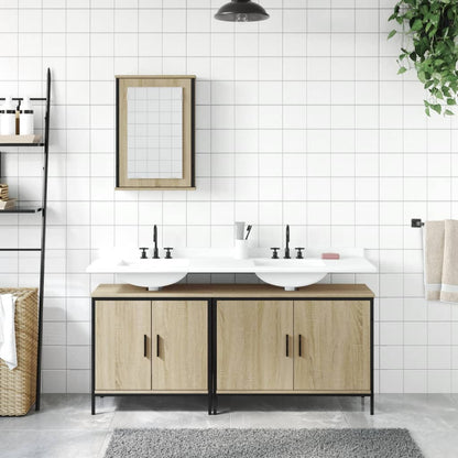 3 Piece Bathroom Furniture Set Sonoma Oak Engineered Wood