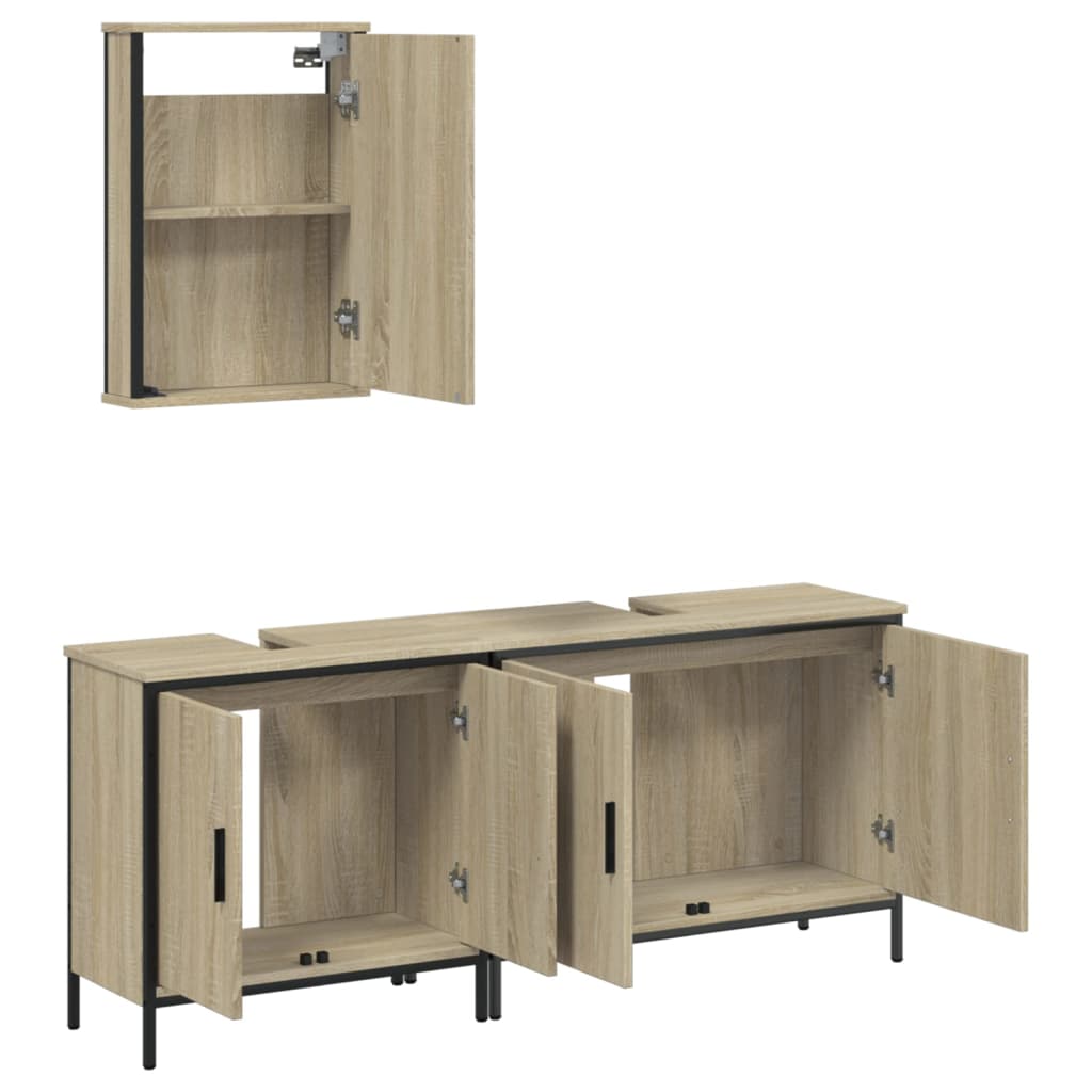 3 Piece Bathroom Furniture Set Sonoma Oak Engineered Wood