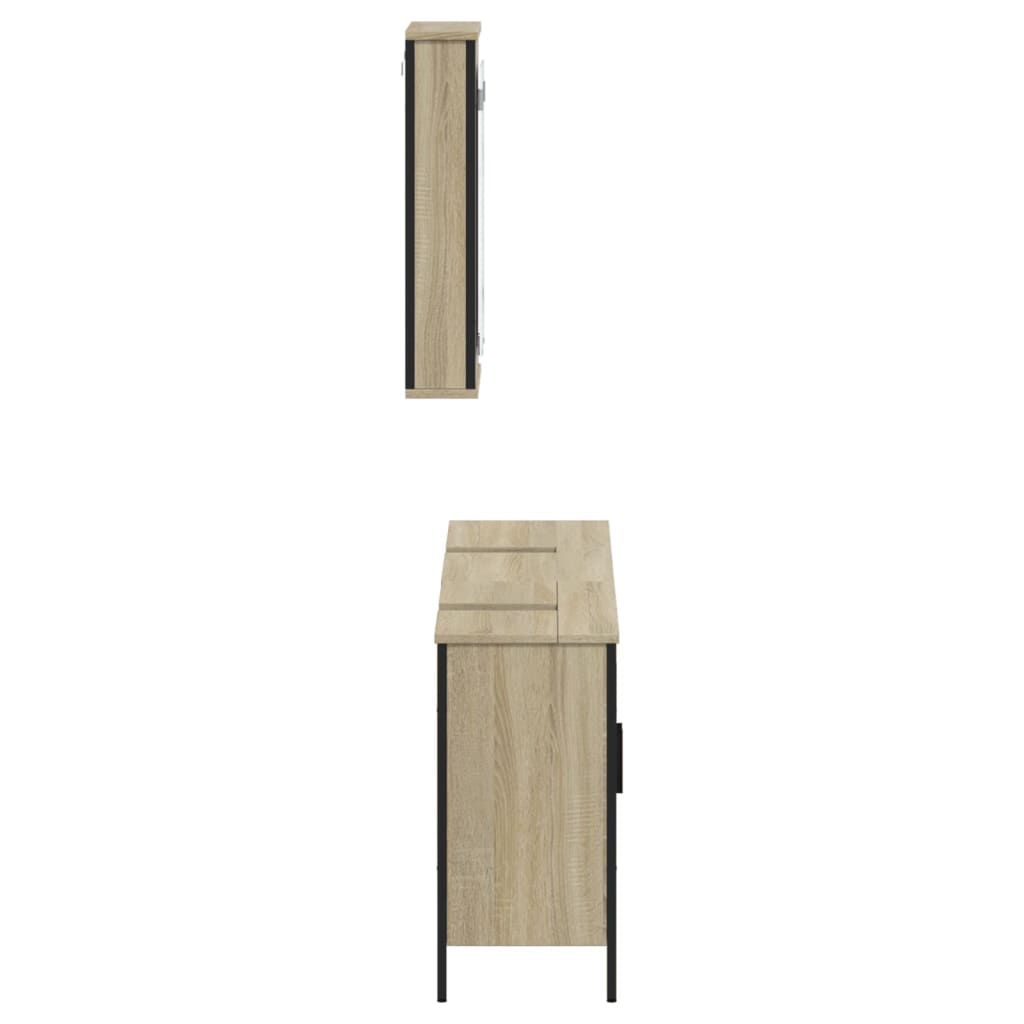 3 Piece Bathroom Furniture Set Sonoma Oak Engineered Wood