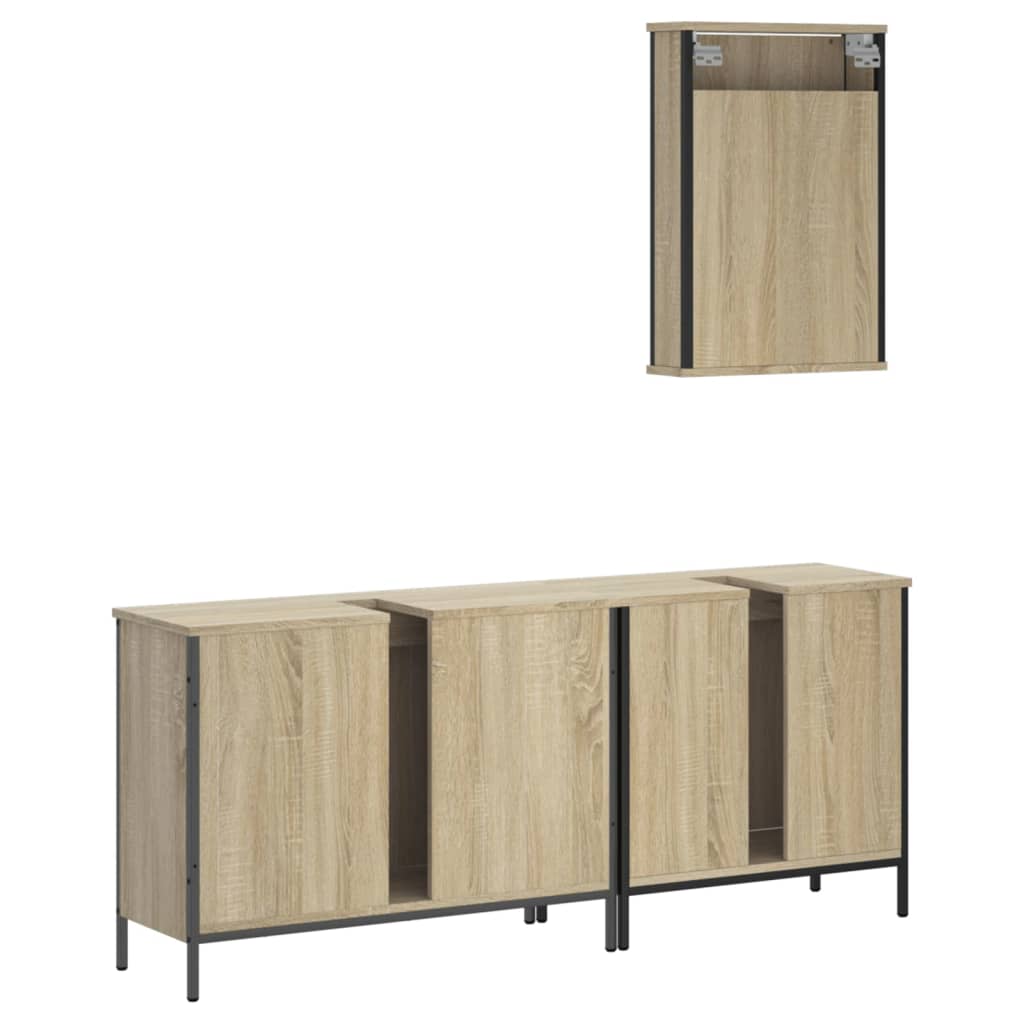 3 Piece Bathroom Furniture Set Sonoma Oak Engineered Wood