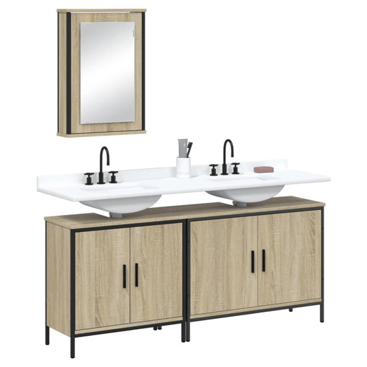 3 Piece Bathroom Furniture Set Sonoma Oak Engineered Wood