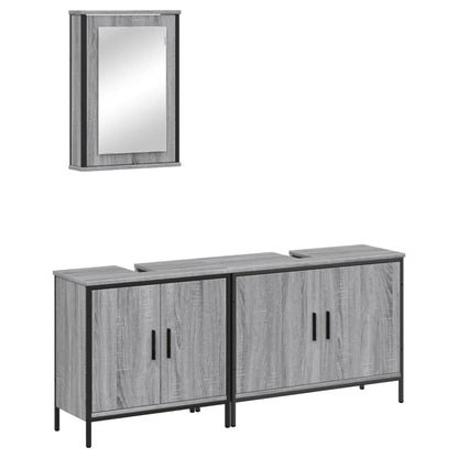 3 Piece Bathroom Furniture Set Grey Sonoma Engineered Wood