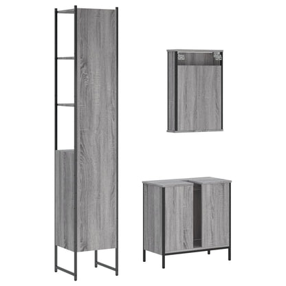 3 Piece Bathroom Furniture Set Grey Sonoma Engineered Wood