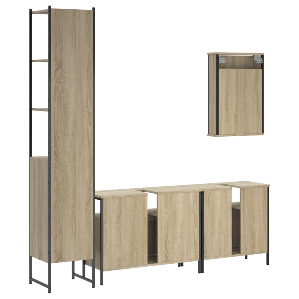 4 Piece Bathroom Furniture Set Sonoma Oak Engineered Wood