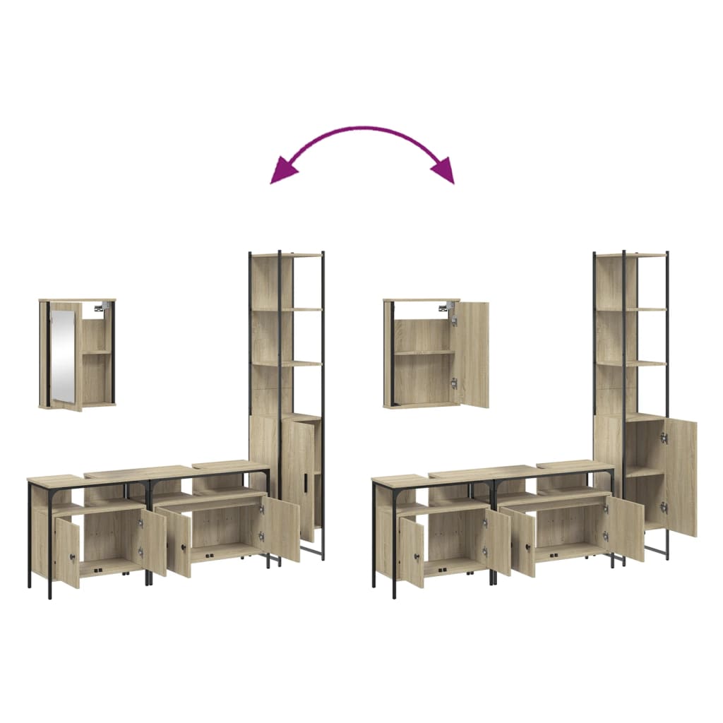 4 Piece Bathroom Furniture Set Sonoma Oak Engineered Wood