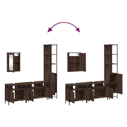 4 Piece Bathroom Furniture Set Brown Oak Engineered Wood