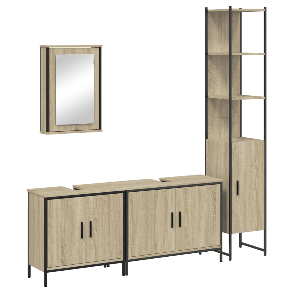 4 Piece Bathroom Furniture Set Sonoma Oak Engineered Wood