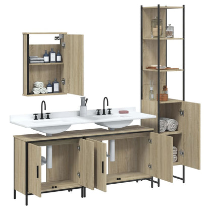 4 Piece Bathroom Furniture Set Sonoma Oak Engineered Wood