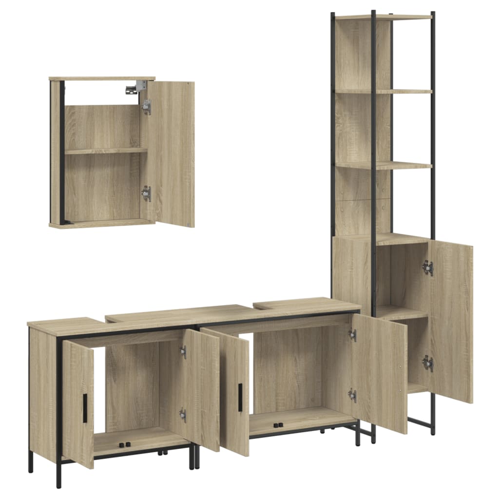 4 Piece Bathroom Furniture Set Sonoma Oak Engineered Wood