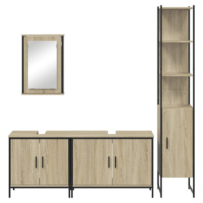 4 Piece Bathroom Furniture Set Sonoma Oak Engineered Wood