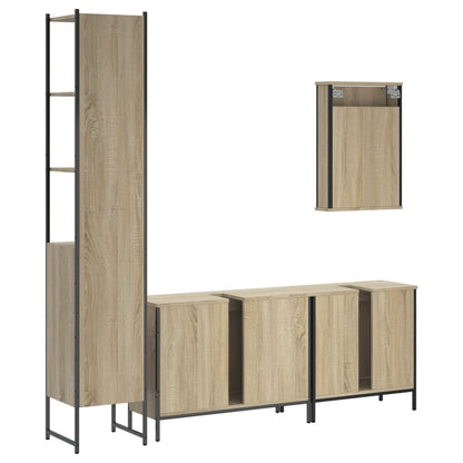 4 Piece Bathroom Furniture Set Sonoma Oak Engineered Wood