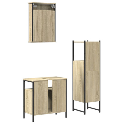 3 Piece Bathroom Furniture Set Sonoma Oak Engineered Wood