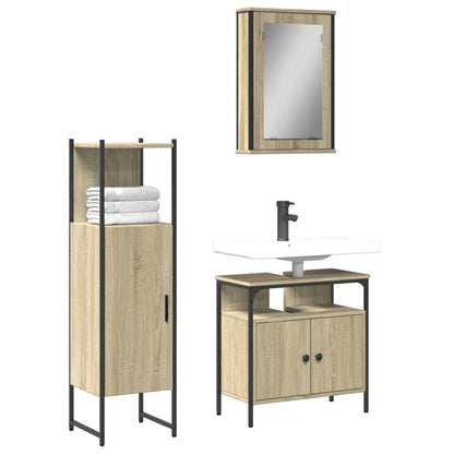 3 Piece Bathroom Furniture Set Sonoma Oak Engineered Wood