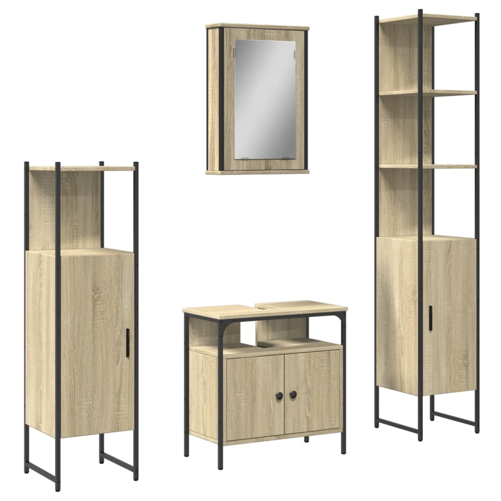 4 Piece Bathroom Furniture Set Sonoma Oak Engineered Wood