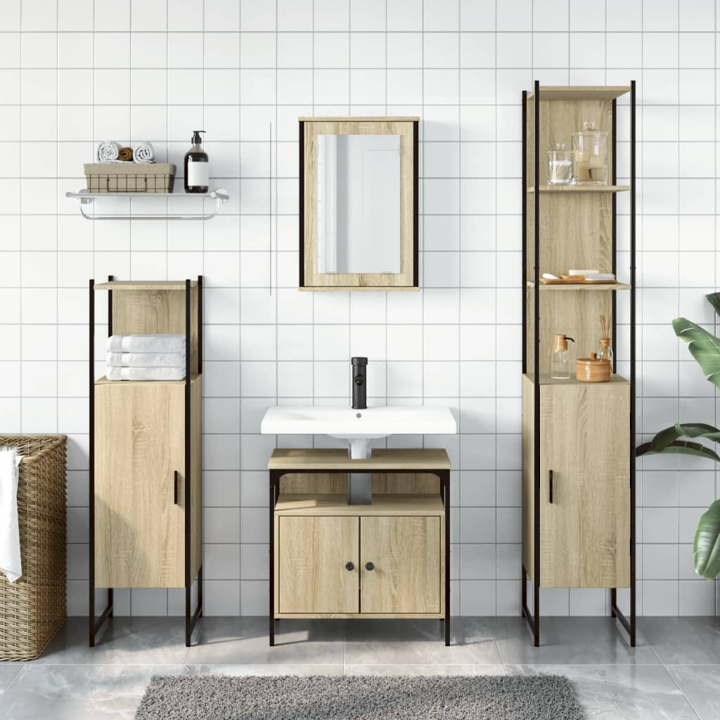 4 Piece Bathroom Furniture Set Sonoma Oak Engineered Wood