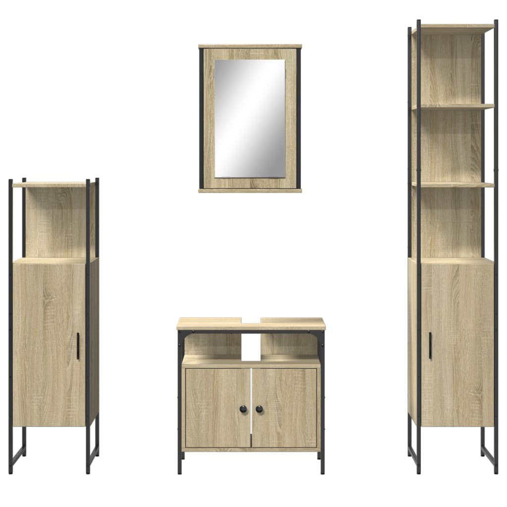 4 Piece Bathroom Furniture Set Sonoma Oak Engineered Wood