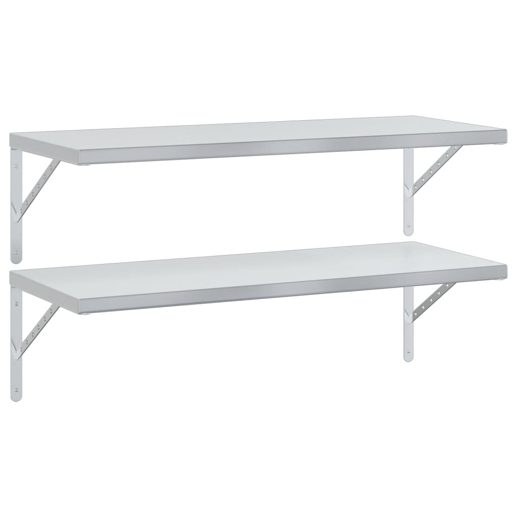 Wall Shelves 2 pcs 100x40 cm Silver Stainless Steel