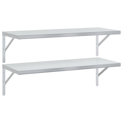 Wall Shelves 2 pcs 100x40 cm Silver Stainless Steel