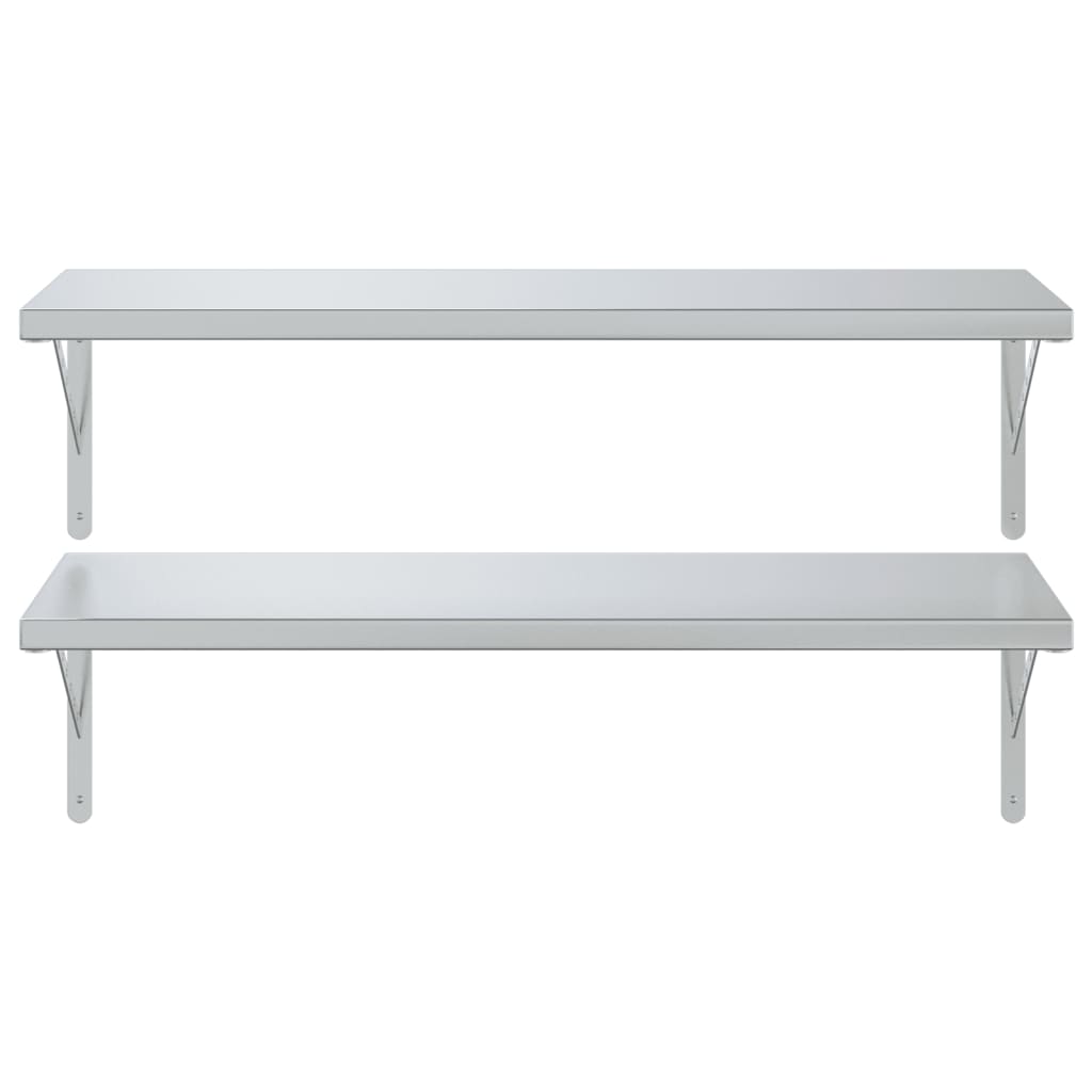 Wall Shelves 2 pcs 100x40 cm Silver Stainless Steel