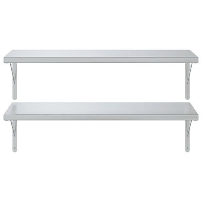 Wall Shelves 2 pcs 100x40 cm Silver Stainless Steel