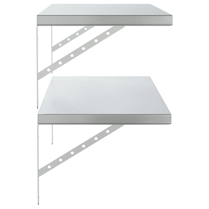 Wall Shelves 2 pcs 100x40 cm Silver Stainless Steel