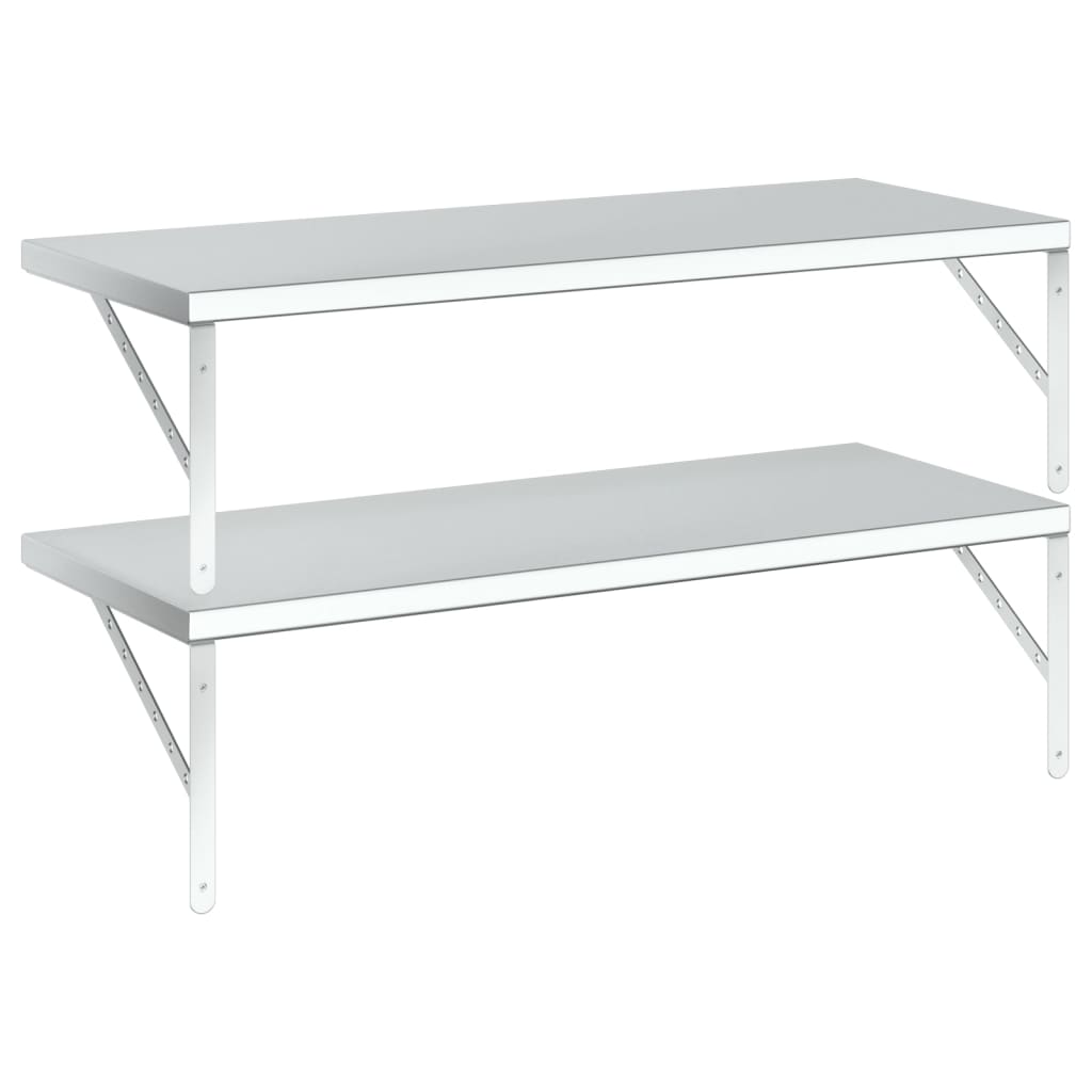 Wall Shelves 2 pcs 100x40 cm Silver Stainless Steel