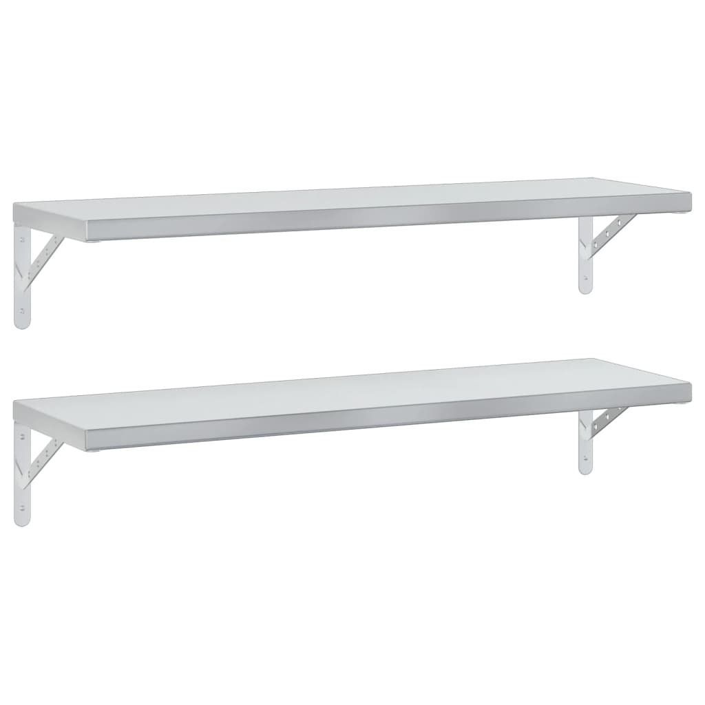 Wall Shelves 2 pcs 100x30 cm Silver Stainless Steel