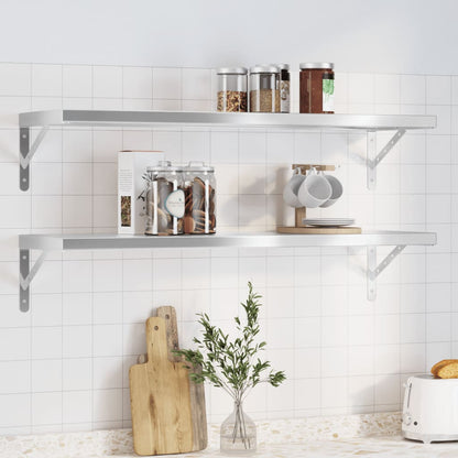 Wall Shelves 2 pcs 100x30 cm Silver Stainless Steel