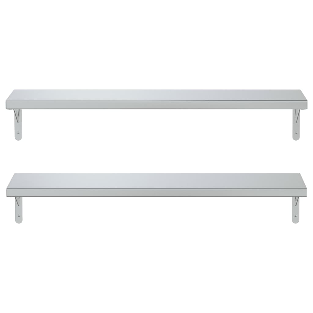 Wall Shelves 2 pcs 100x23.5 cm Silver Stainless Steel