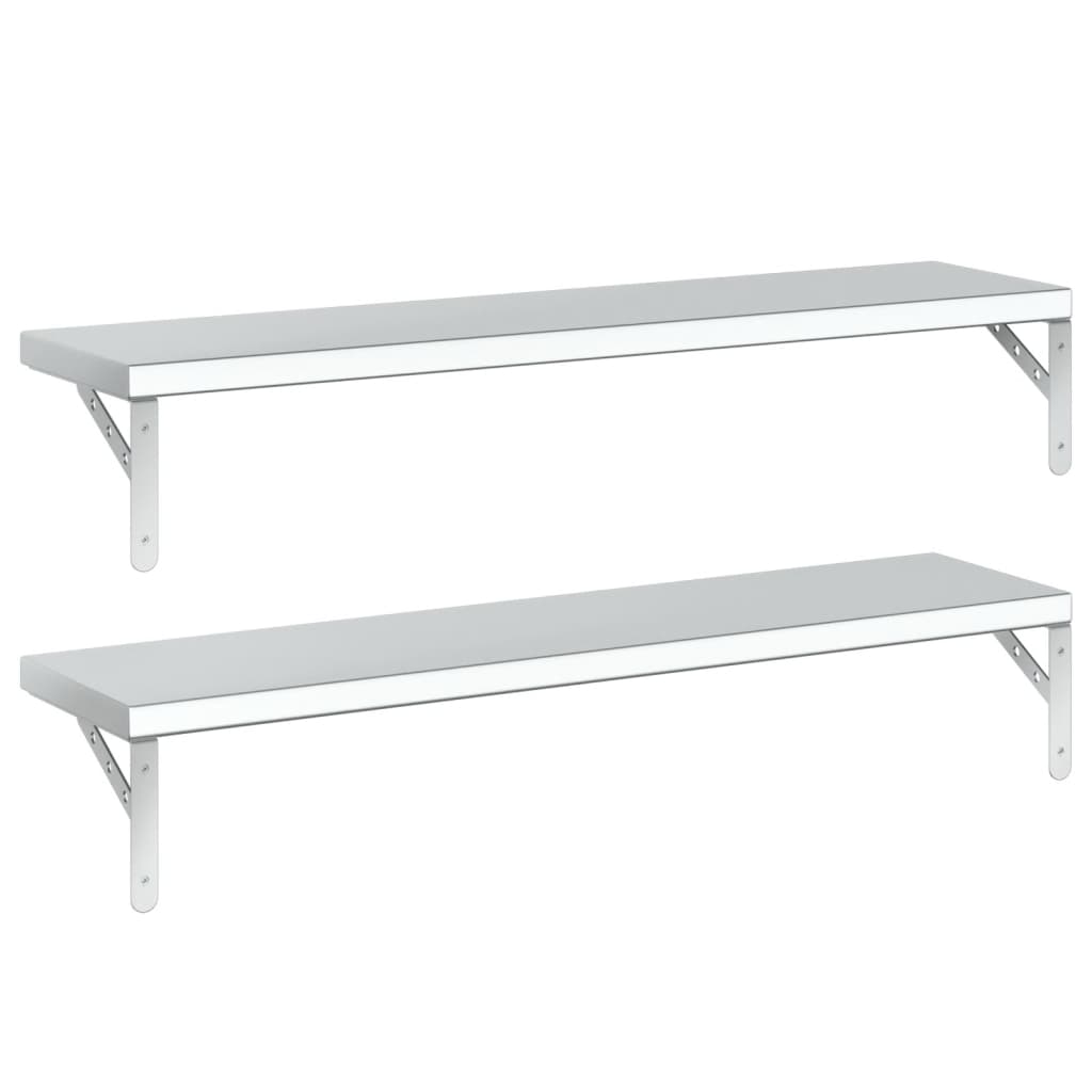 Wall Shelves 2 pcs 100x23.5 cm Silver Stainless Steel