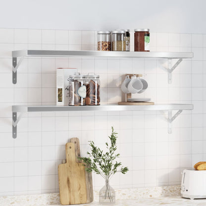 Wall Shelves 2 pcs 100x23.5 cm Silver Stainless Steel