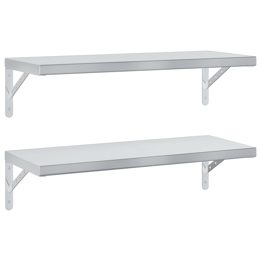 Wall Shelves 2 pcs 75x30 cm Silver Stainless Steel