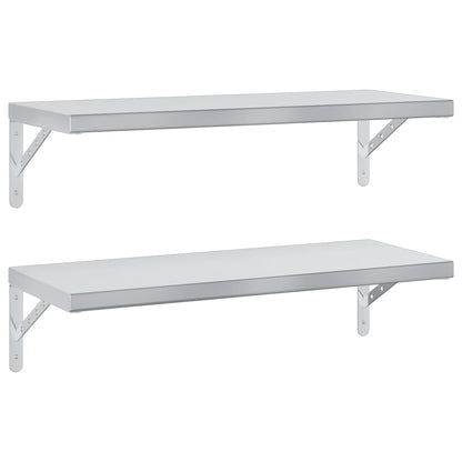 Wall Shelves 2 pcs 75x30 cm Silver Stainless Steel