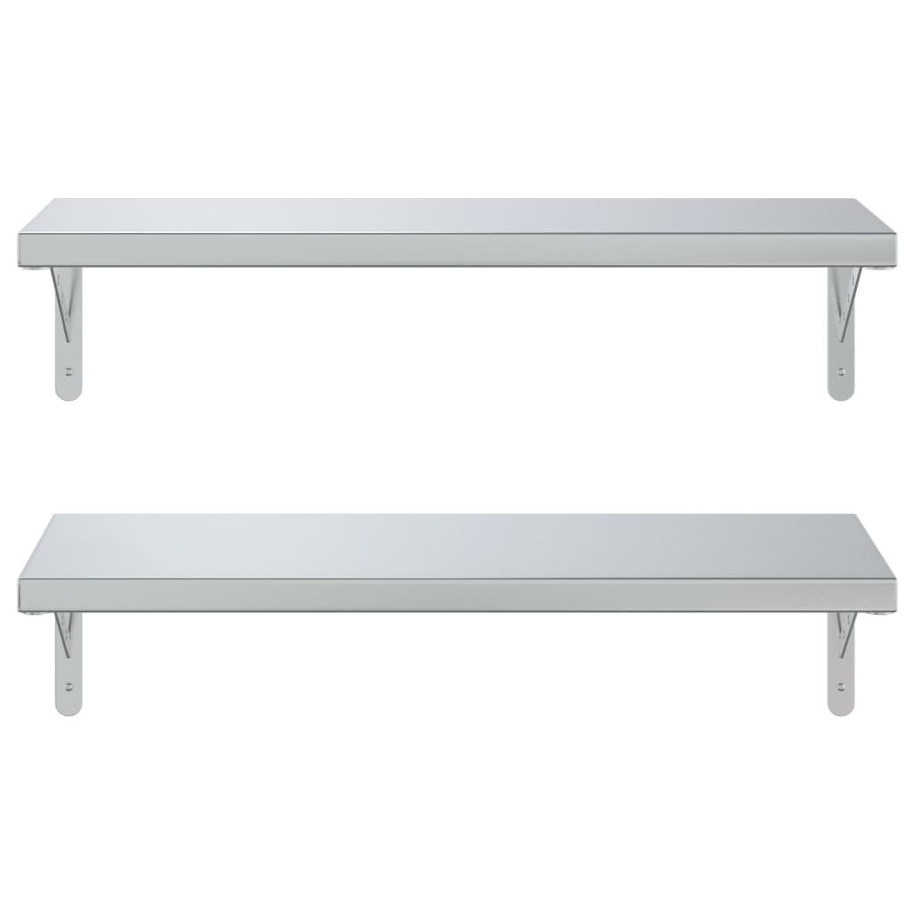 Wall Shelves 2 pcs 75x30 cm Silver Stainless Steel