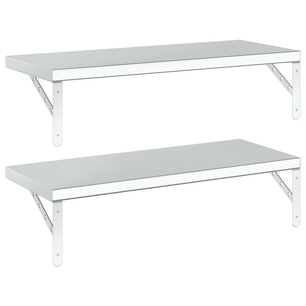 Wall Shelves 2 pcs 75x30 cm Silver Stainless Steel