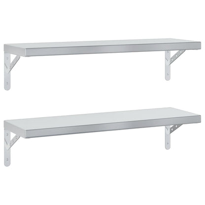 Wall Shelves 2 pcs 75x23.5 cm Silver Stainless Steel