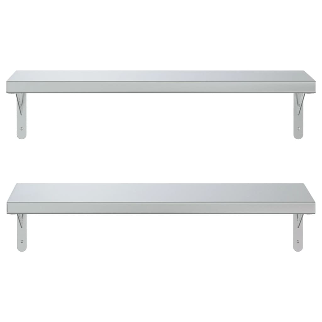 Wall Shelves 2 pcs 75x23.5 cm Silver Stainless Steel