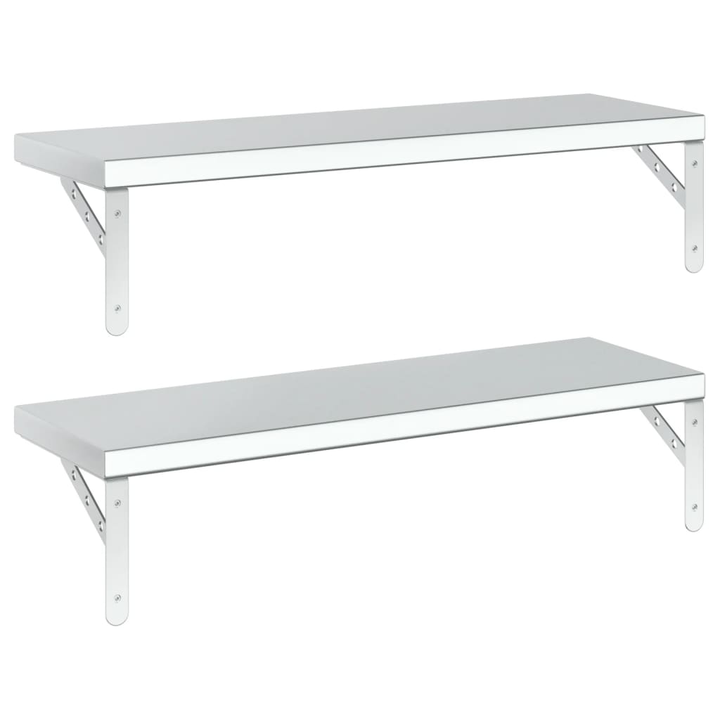 Wall Shelves 2 pcs 75x23.5 cm Silver Stainless Steel