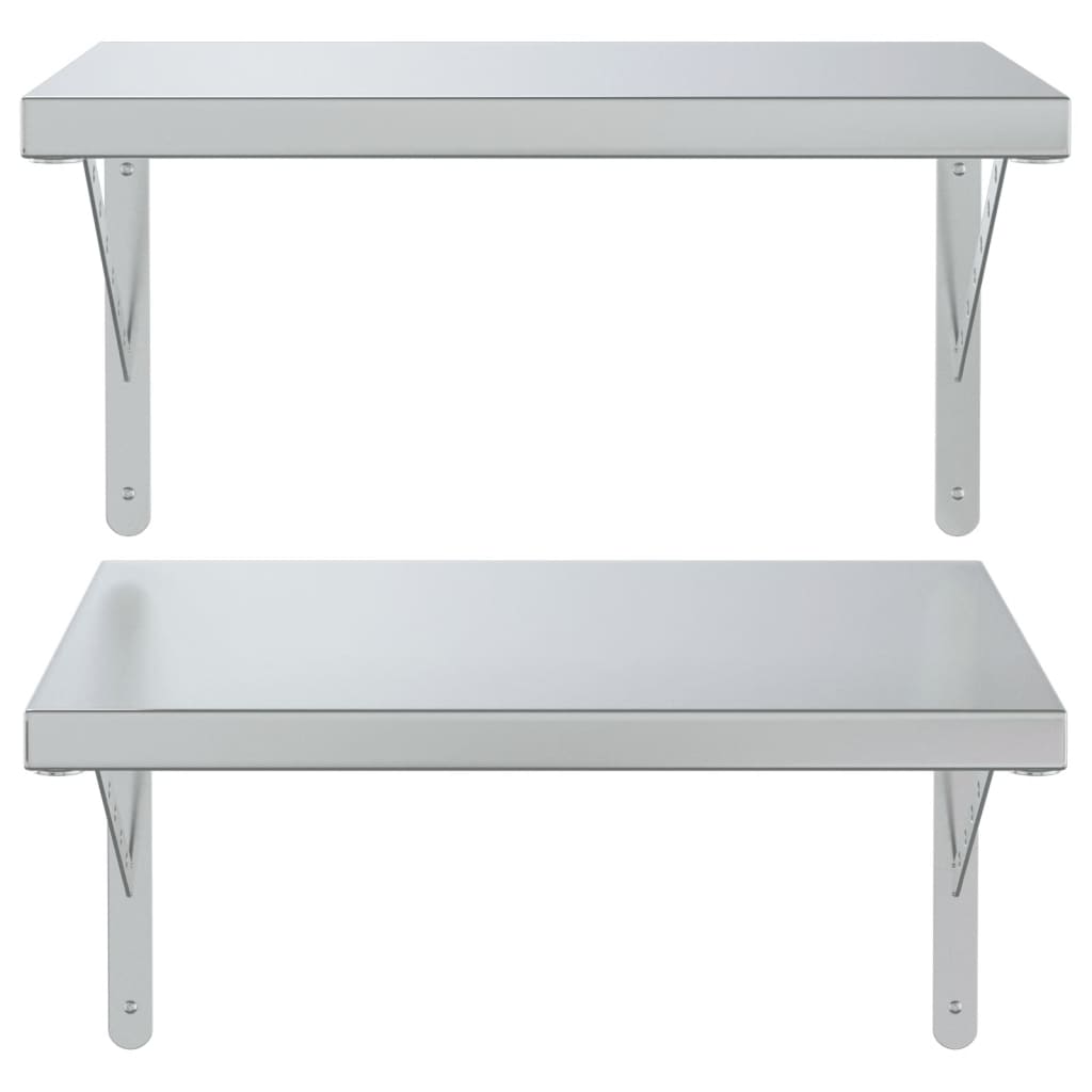 Wall Shelves 2 pcs 50x40 cm Silver Stainless Steel