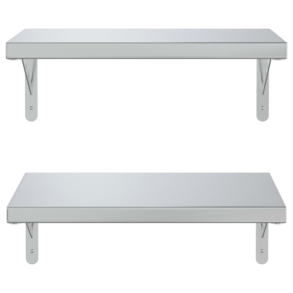 Wall Shelves 2 pcs 50x30 cm Silver Stainless Steel