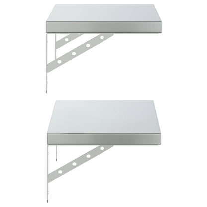 Wall Shelves 2 pcs 50x30 cm Silver Stainless Steel