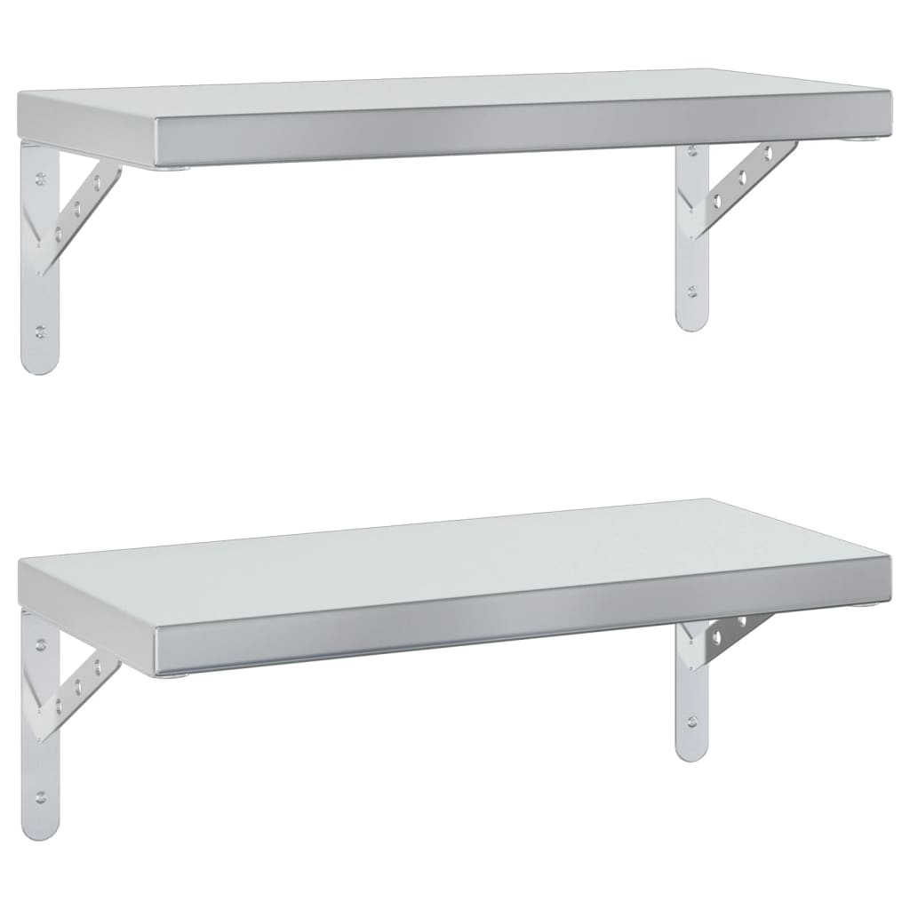 Wall Shelves 2 pcs 50x23.5 cm Silver Stainless Steel