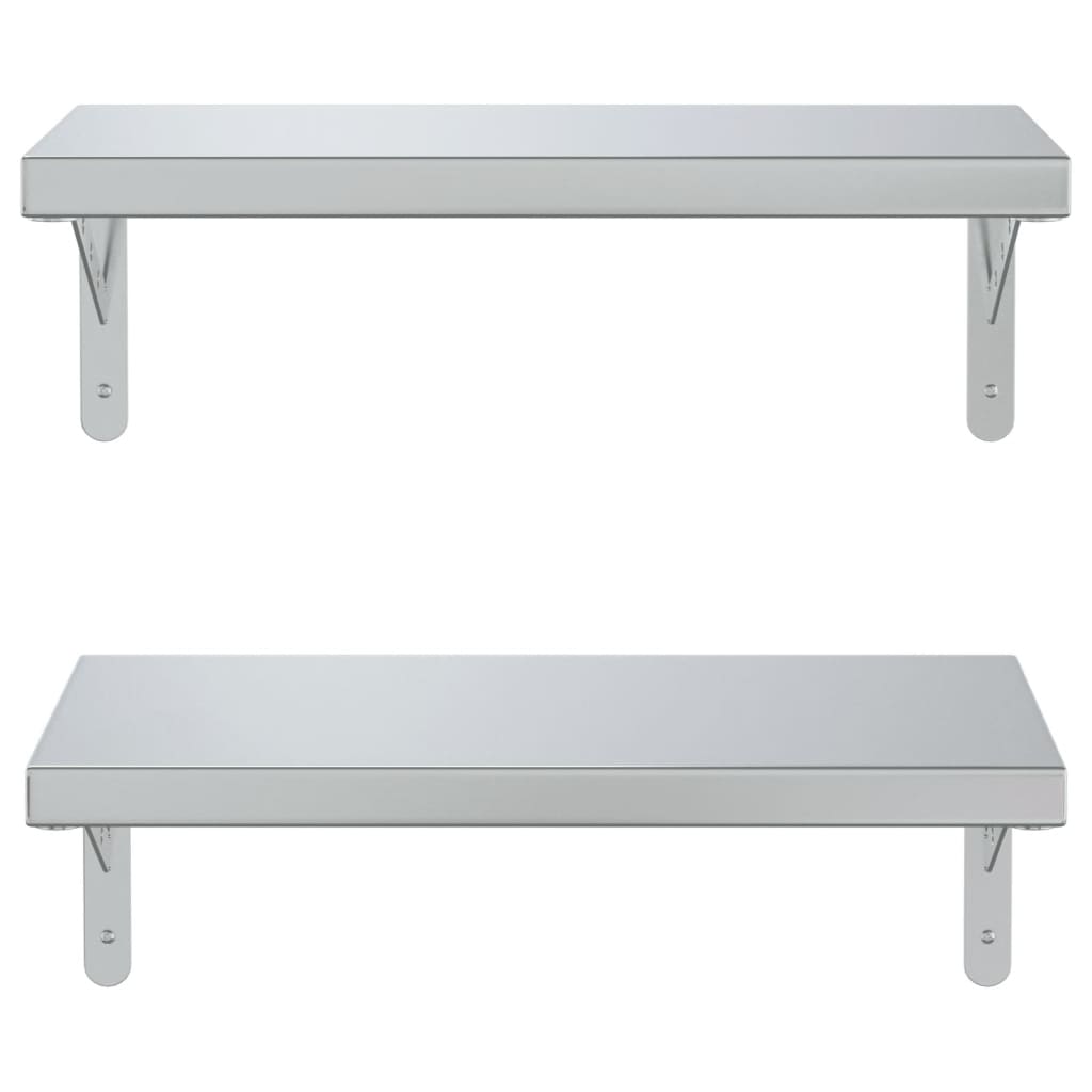 Wall Shelves 2 pcs 50x23.5 cm Silver Stainless Steel