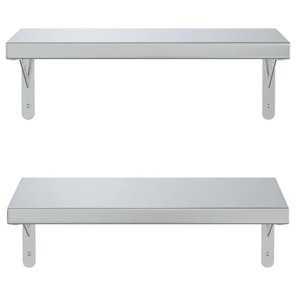 Wall Shelves 2 pcs 50x23.5 cm Silver Stainless Steel