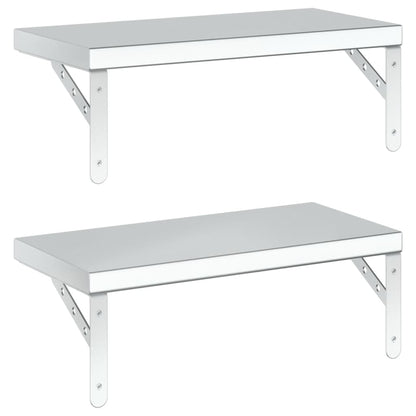 Wall Shelves 2 pcs 50x23.5 cm Silver Stainless Steel