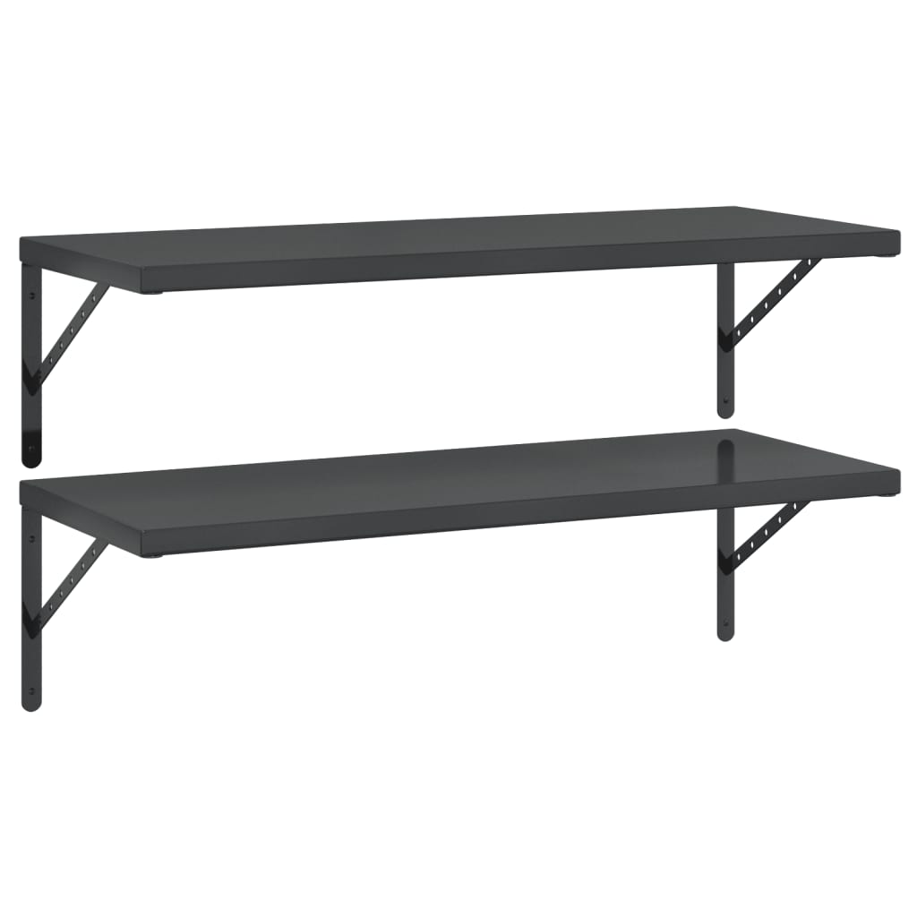 Wall Shelves 2 pcs 100x40 cm Black Stainless Steel