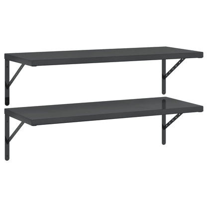 Wall Shelves 2 pcs 100x40 cm Black Stainless Steel